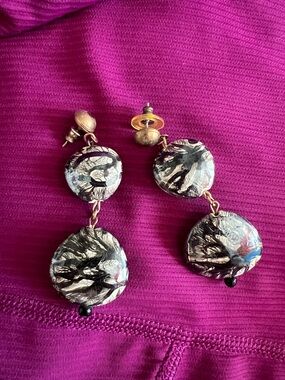 Handcrafted Black and Silver Dangle Earrings - Women Jewelry
